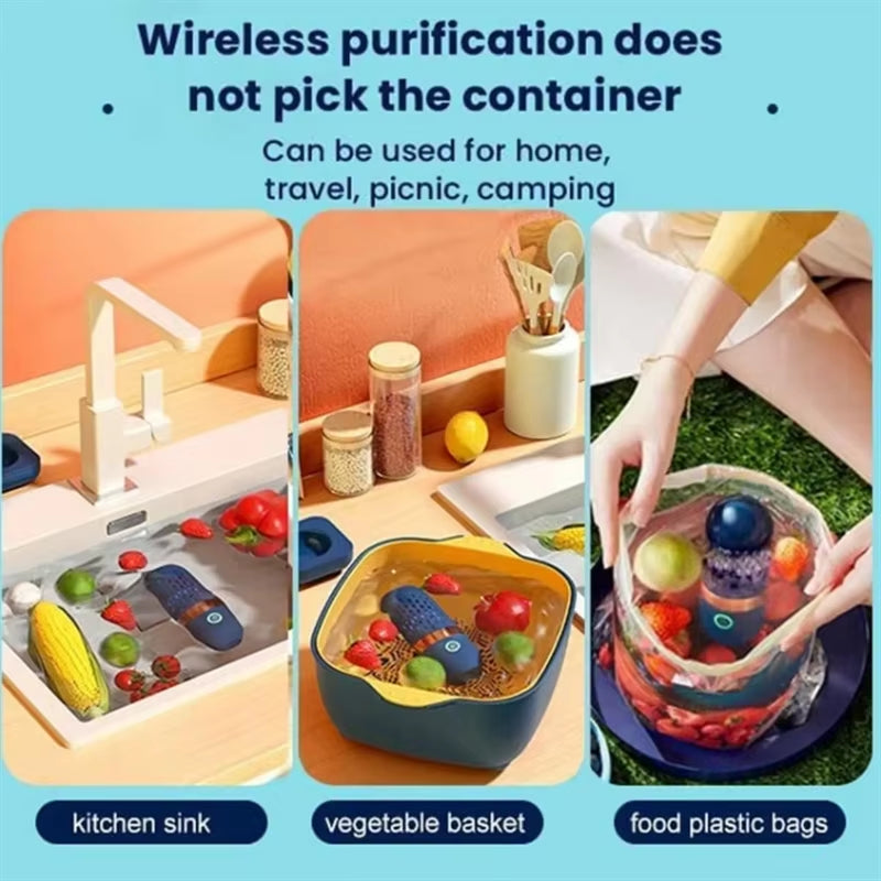 Wireless Fruit Vegetable Washing Machine Protable Capsule Shape Fruit Food Purifier Kitchen Automatic Vegetable Washing Machine